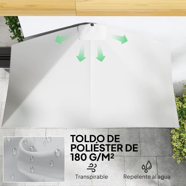 Thumbnail 4 de Outsunny Sombrilla Rectangular 230x130cm con Protección UV ☀