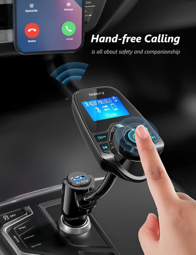 Detalle 2 de Nulaxy KM18 Bluetooth FM Transmitter 1.44"