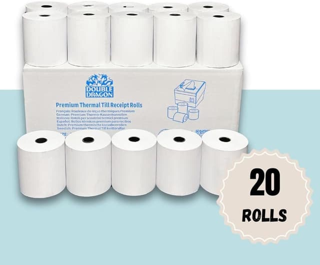 Detalle 1 de Double Dragon 80 x 80 mm thermal receipt rolls 🧾