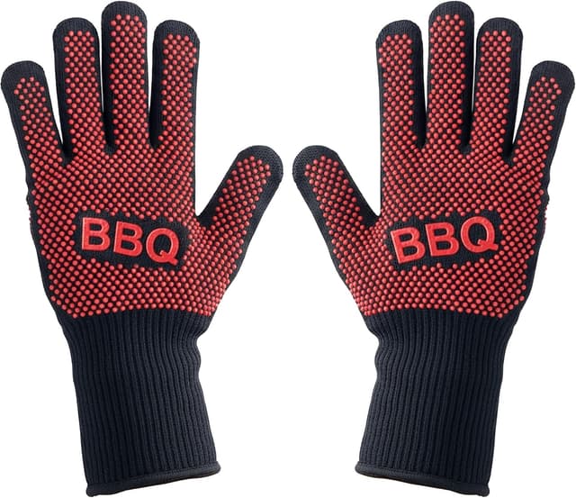 Detalle de Guanti da forno BBQ NutriChef resistenti fino a 800°C, antiscivolo in silicone