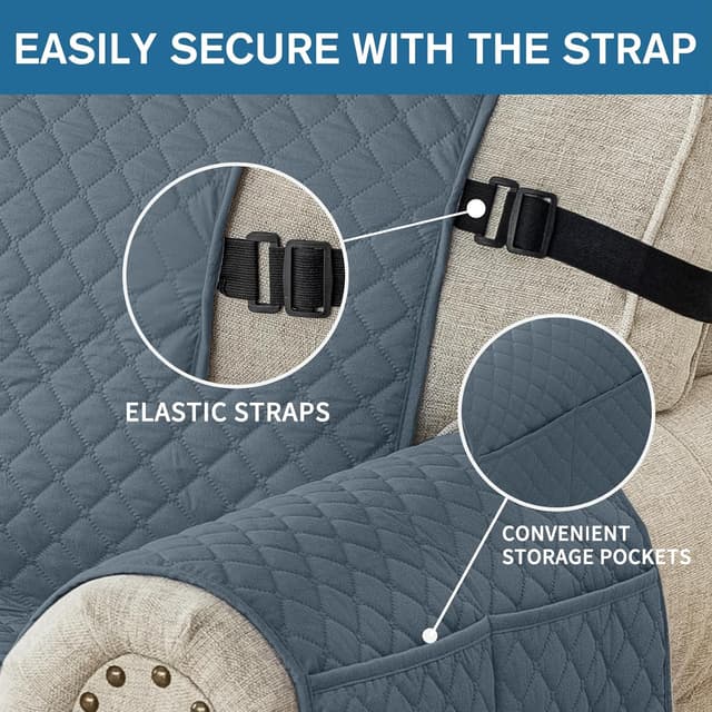 Detalle de Ystyle Trapuntato Natalizio Copridivano 1 posto con braccioli Estivo impermeabile antigraffio per gatti e cani, blu grigio