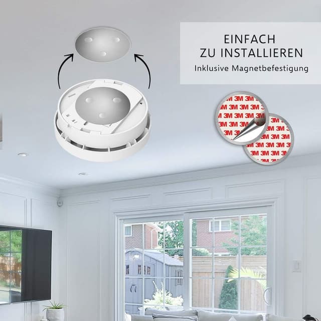 Detalle de ELRO FS1510 2er-Set Rauchmelder (EN14604) mit magnetischem Befestigungsset – mit 10-Jahres-Batterie