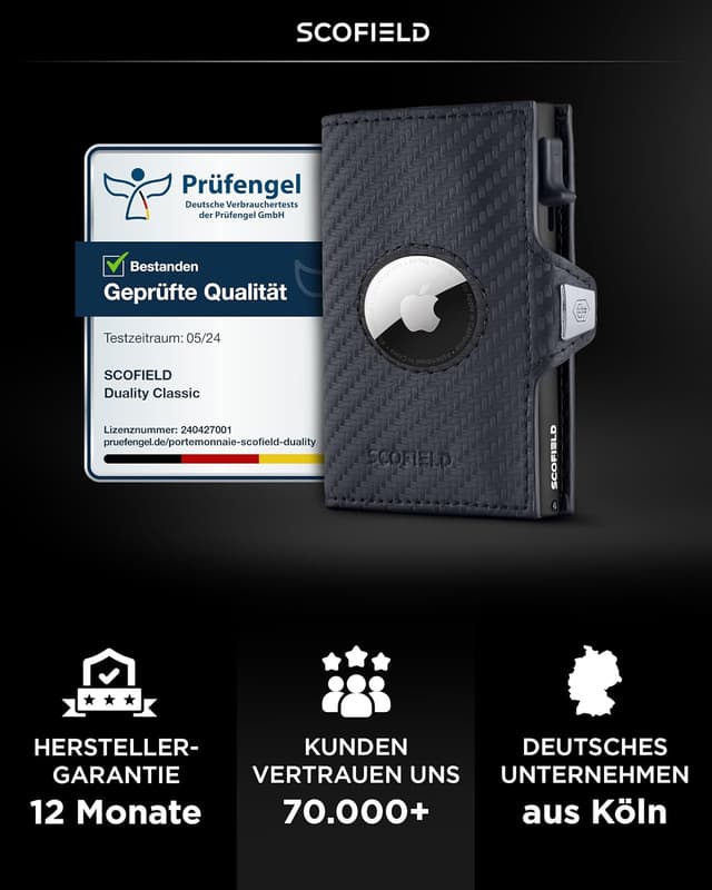 Detalle 2 de SF SCOFIELD Duality Air Airtag Wallet mit Münzfach – RFID/NFC-Schutz für Herren
