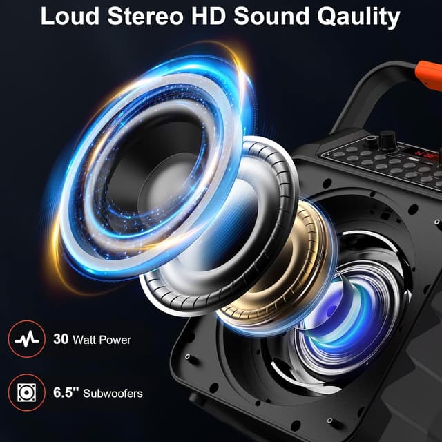 Detalle de HWWR Karaoke Machine 30W with 6.5-inch subwoofer