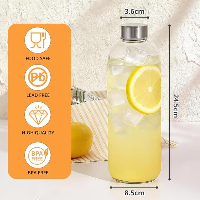 Thumbnail 1 de Bayseun 1000ML Glass Water Bottle 3 Pack