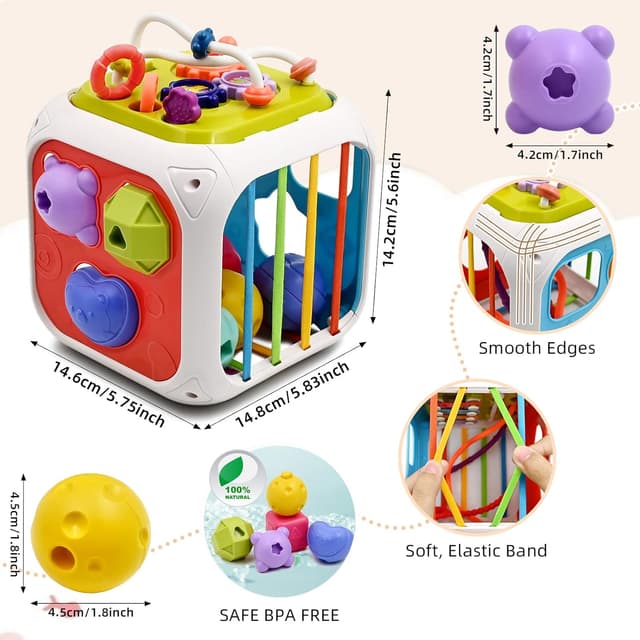 Detalle 2 de AiTuiTui Montessori 7-in-1 sensory activity cube (for 18 months+)