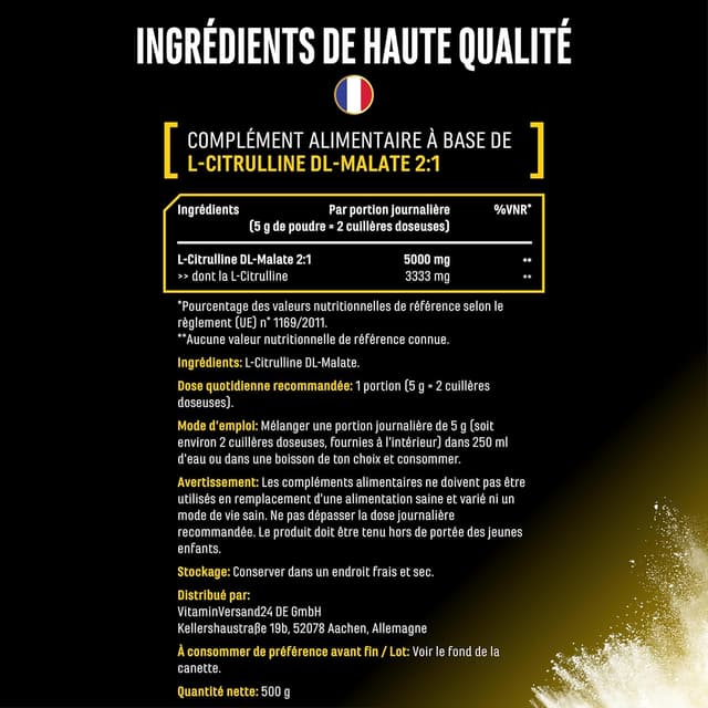 Thumbnail 4 de L-citrulline DL-malate 2:1 – poudre 500 g
