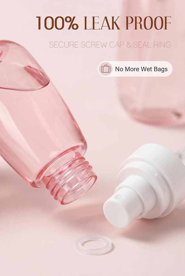 Detalle de Lammcou Mini flacons spray à brume fine (lot de 3) rechargeables, anti-fuite, format voyage TSA