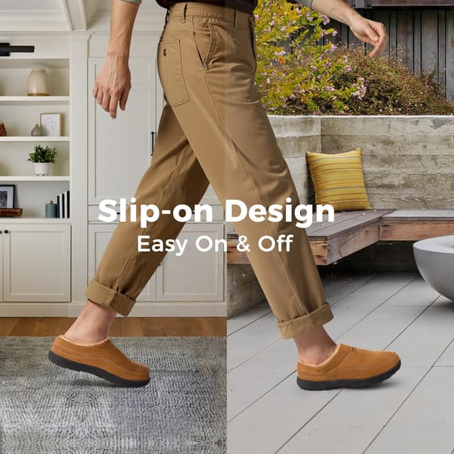 Detalle 2 de HomeTop Men’s Moccasin Slippers with Memory Foam & Non-slip TPR Sole