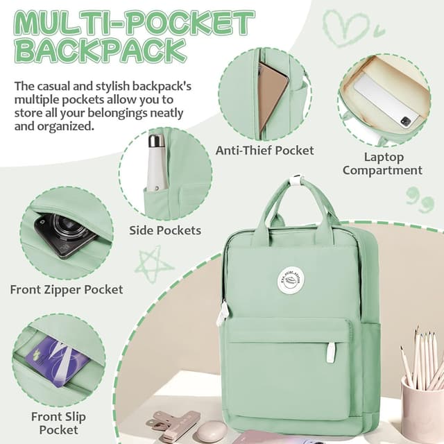 Detalle de HYC00 Women’s Lightweight School Backpack (HYC00 School Backpack Women) – 11L daypack for laptop, books and daily essentials