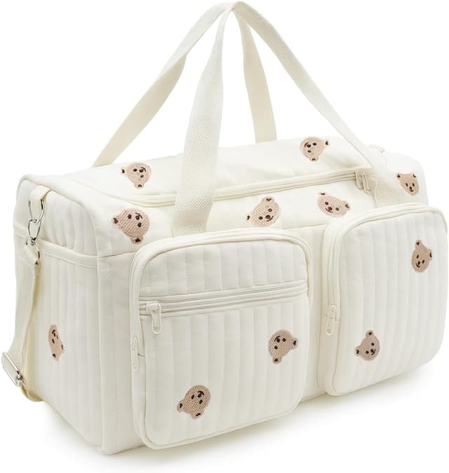 Detalle de PinDaito Large Baby Changing Bag & Hospital Maternity Bag in Cotton with Embroidery