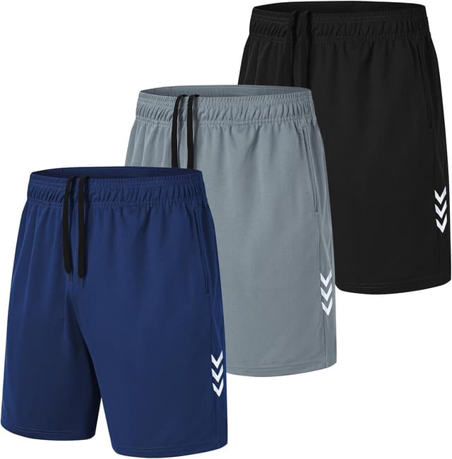 Detalle de kuzwufs Herren Sporthose – kurze, atmungsaktive Dry-Fit Gym- & Lauf-Shorts mit reflektierenden Details