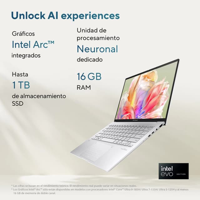 Detalle 1 de ASUS Zenbook 14 OLED UX3405MA-PZ076W reacondicionado Grado C (Intel Core Ultra 7, 16GB, 1TB SSD)