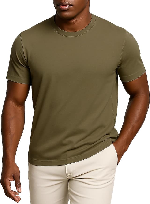 Detalle de Leif Nelson LN920 T-shirt d’été homme à col rond en coton, coupe slim