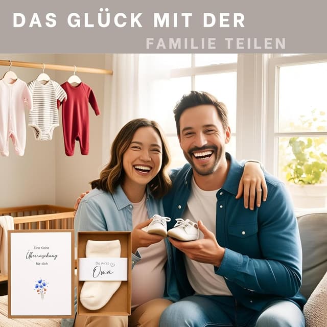 Detalle 2 de Milaboo Geschenkbox zur Schwangerschaftsverkündung – personalisierte Überraschung „Du wirst Oma/Opa/Tante/Onkel“ mit Babysöckchen