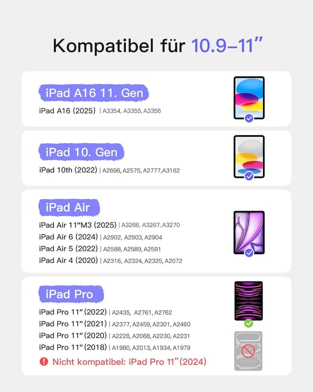 Detalle 2 de Inateck Classic N0001 iPad Hülle mit Tastatur 11"