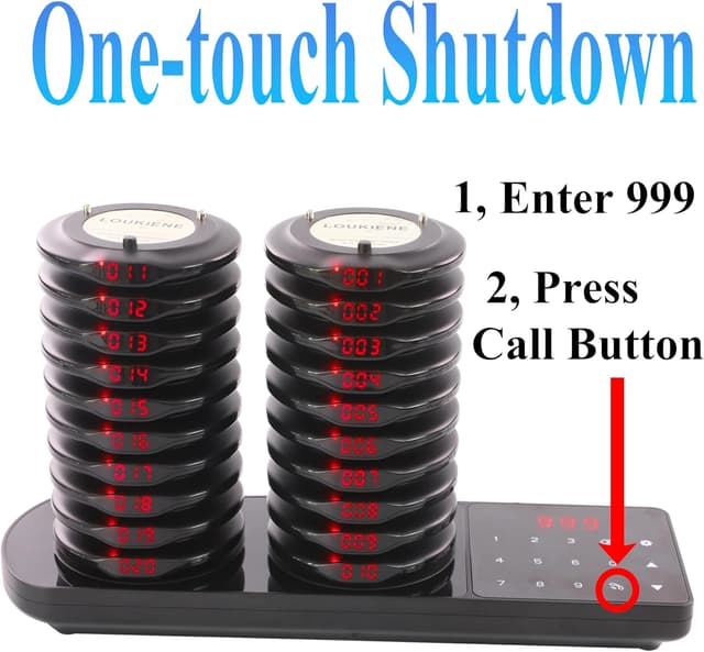 Thumbnail 3 de LOUKIENE Restaurant Pager System 20 Wireless Coaster Pagers