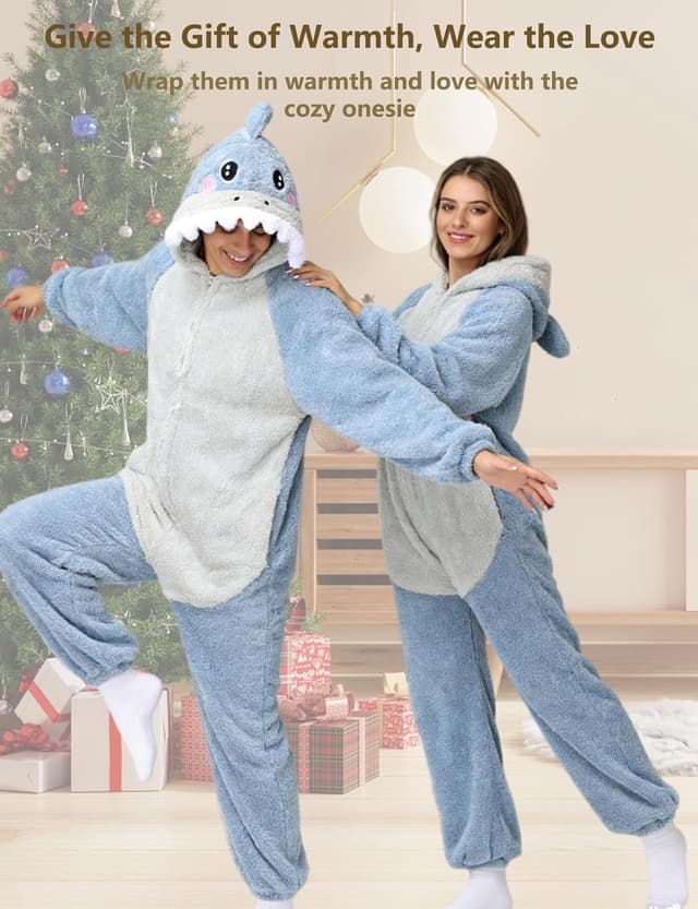 Thumbnail 6 de chuangminghangqi einteiliger Schlafanzug Unisex mit Kapuze & Reißverschluss – Winterfleece Onesie im Tierdesign