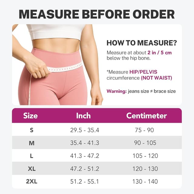 Detalle 2 de Fitomo Sacroiliac Support Belt with X-shape Compression (360° anti-slip) for Women, Size M