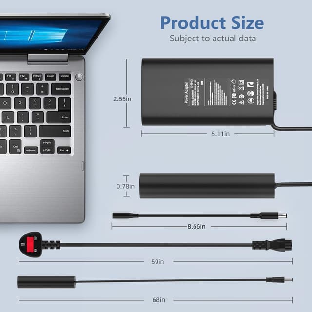 Thumbnail 6 de 90W Dell laptop charger adapter (compatible with selected Dell Latitude, Vostro, XPS, Inspiron and Chromebook models)