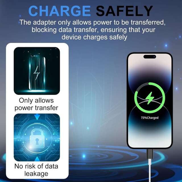 Detalle de talNite USB & USB-C Data Blocker Set (2 Pack) – charge-only adapters to help prevent juice jacking