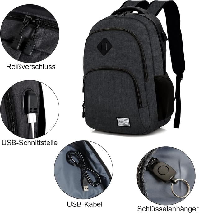 Detalle 1 de Rucksack für Laptop 15,6 Zoll 32×15×46 cm