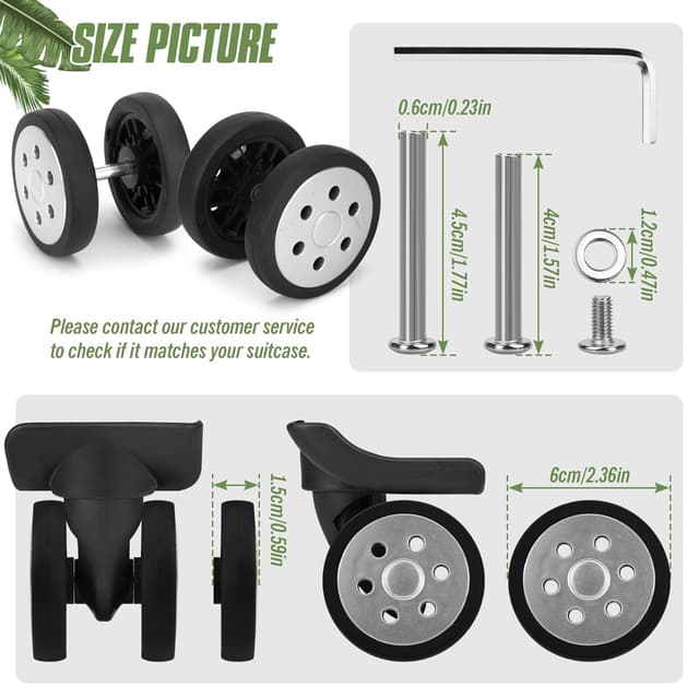 Thumbnail 1 de Vivikivi 8 PCS Suitcase Wheels Replacement Kit