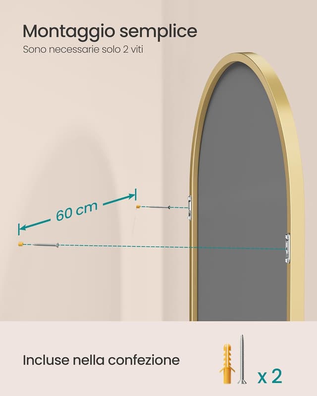 Thumbnail 5 de SONGMICS Specchio da Parete Arco 91 x 61 cm