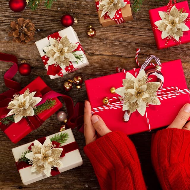 Thumbnail 4 de Weihnachtsblumen Glitzer 14 cm 12er Set