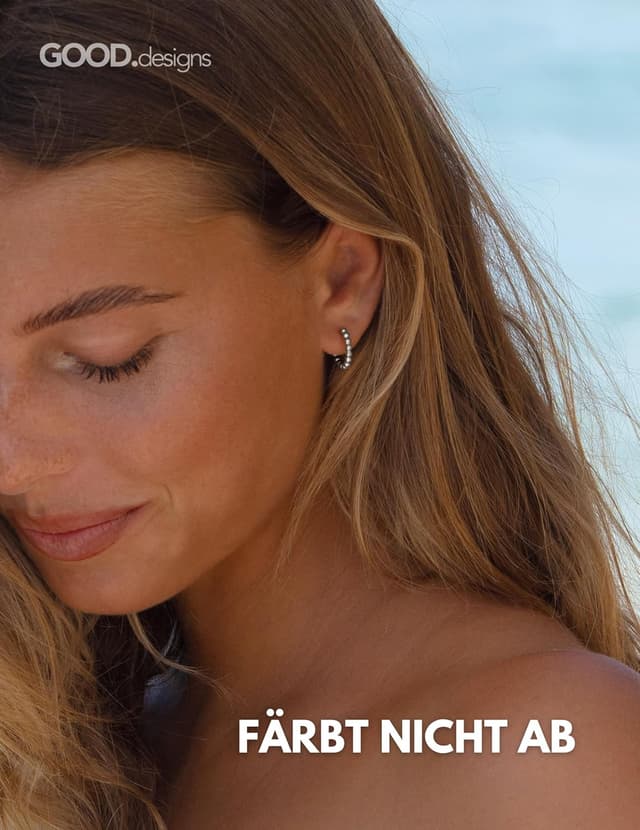 Detalle de GD GOOD.designs Creolen aus Edelstahl für Damen mit Kugeln (15 mm) – wasserfest & hypoallergen