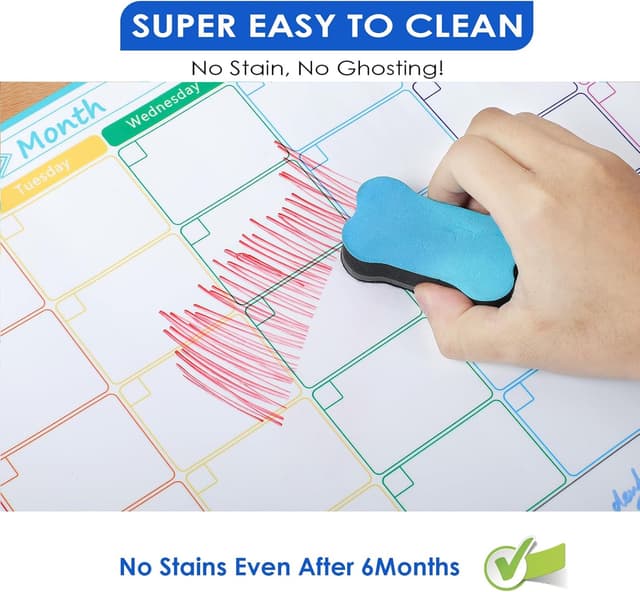 Detalle de KTRIO A3 Magnetic Monthly Planner Whiteboard for Fridge Calendar & Chore Charts