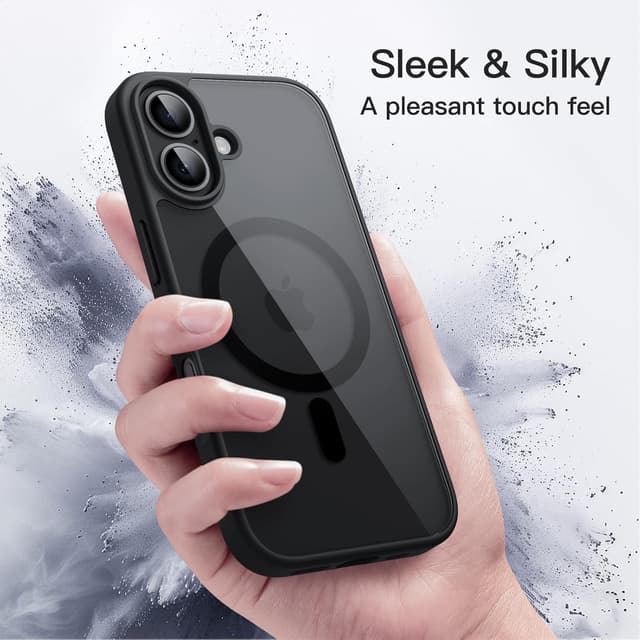 Detalle de Cover magnetica JETech per iPhone 17 da 6,3” compatibile con MagSafe (antiurto, anti-graffio, nero)