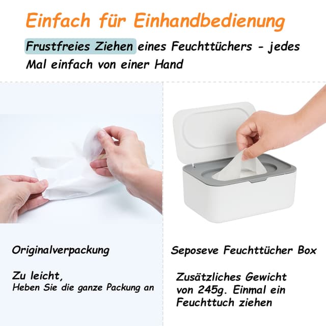 Detalle 2 de Seposeve Feuchtuchspender 80 Stück 🧻
