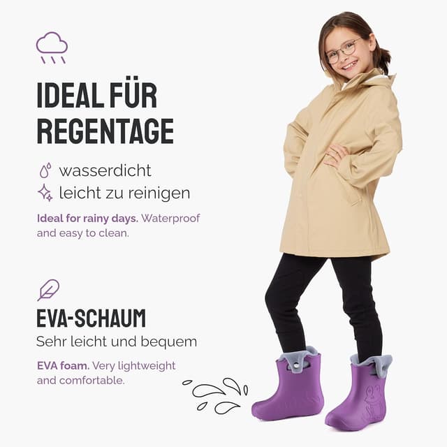 Detalle de Ladeheid Eva Kinder Gummistiefel LA-CA-04 – gefüttert für Regen und kalte Tage