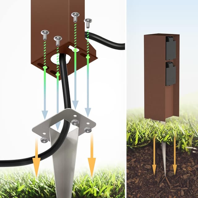 Detalle 1 de POMI Garten-Steckdosen-Säule 2-fach, 23 cm