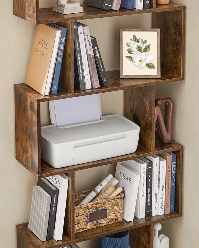 Detalle 2 de VASAGLE LBC62BX 5-Tier Bookshelf Bookcase Room Divider – Rustic Brown