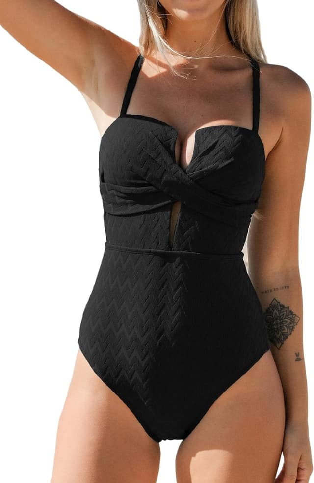 Detalle de CUPSHE Costume da bagno donna a una pezzo con scollo profondo e effetto avvolgente
