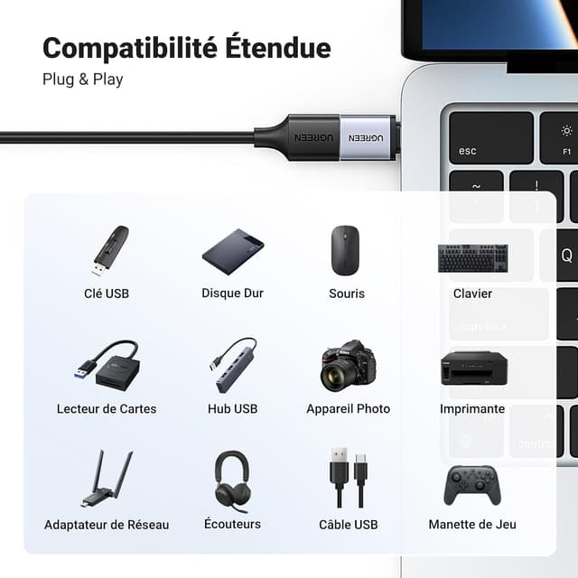 Detalle 2 de UGREEN Adaptateur USB-C vers USB-A 3.0 5Gbps