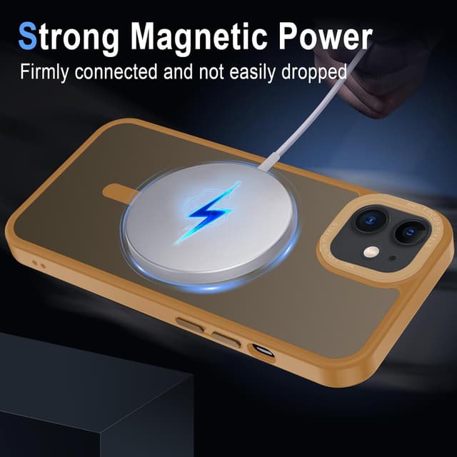 Detalle de Coque iPhone 11 magnétique XTCASE compatible MagSafe, translucide mat avec bumper antichoc – Or