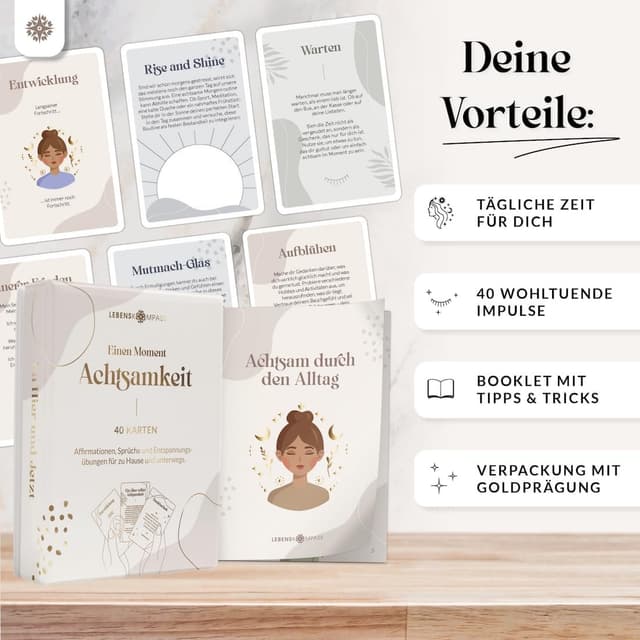 Detalle 2 de LEBENSKOMPASS 40 Achtsamkeitskarten 🃏