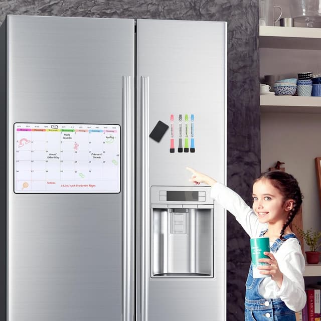 Detalle de POPRUN abwischbarer magnetischer Monats- & Wochenplaner für Kühlschrank (42 x 28 cm)