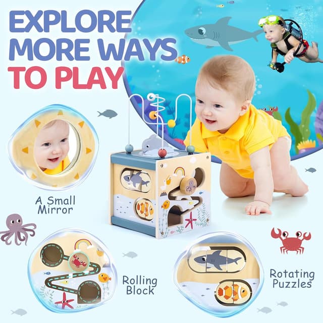 Thumbnail 2 de Airlab Wooden Activity Cube 6‑in‑1 🎲