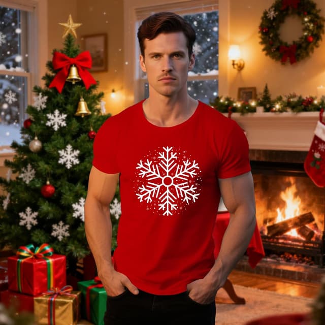 Detalle 2 de Christmas snowflake t-shirt for men