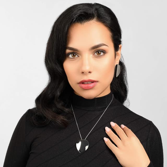 Detalle de Namana Grandes boucles d’oreilles effet miroir pour femme (40 mm) en acier inoxydable ou plaqué or