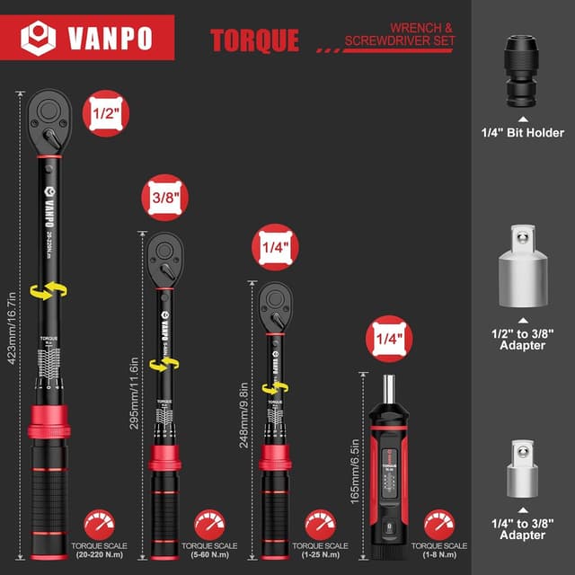 Detalle 2 de VANPO Drehmomentschlüssel Set 1–220 Nm