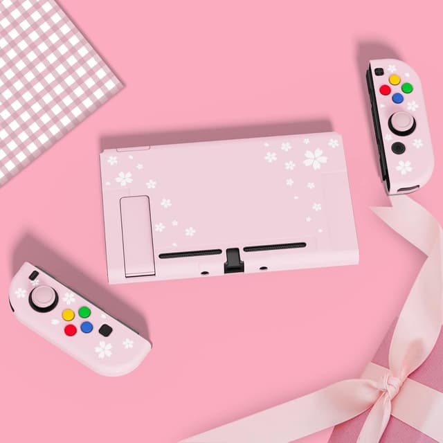 Detalle 2 de Playvital AlterGrips Dockable Protective Case for Nintendo Switch (Cherry Blossoms Petals) with screen protector and grip caps
