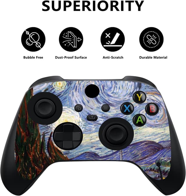 Detalle 2 de playvital The Starry Night Custom Vinyl Skins for Xbox Series X & Controller