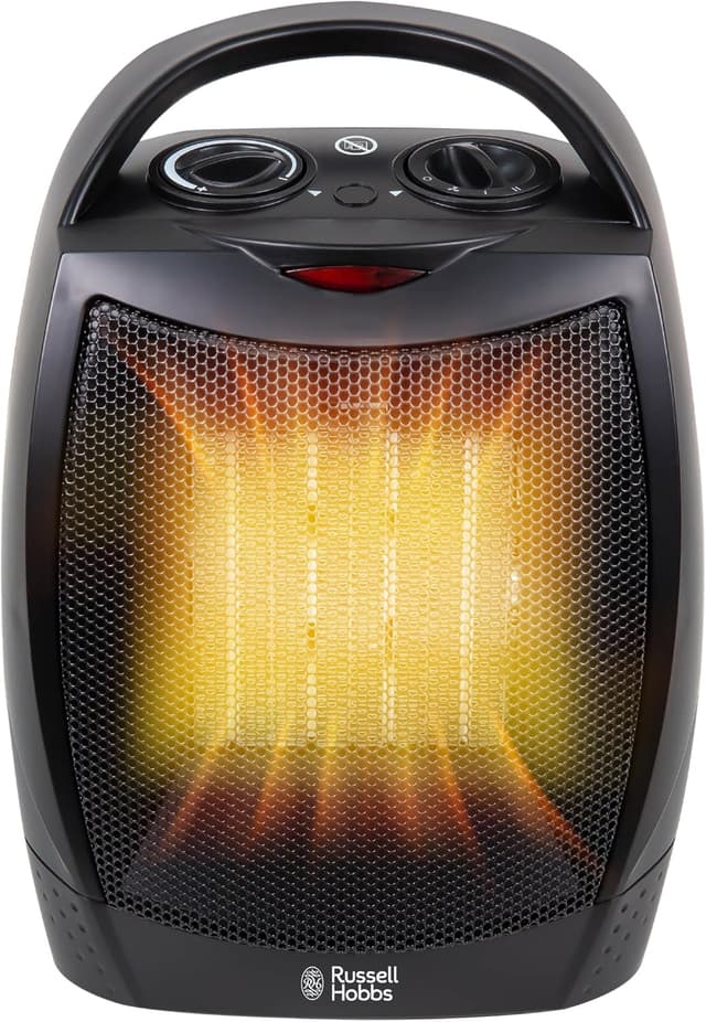 Detalle de Russell Hobbs RHFH1006B 1500W PTC Ceramic Space Heater (Black) – Portable with Adjustable Thermostat