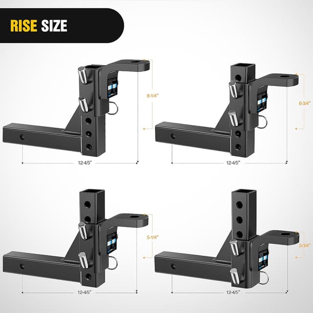 Detalle 2 de Nilight 8-Position Adjustable Trailer Hitch Ball Mount for 2-Inch Receivers (5/8-In Pin Lock, 7,500 lbs)