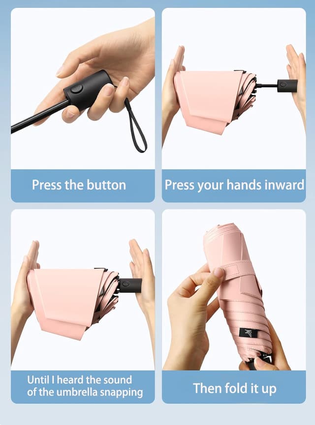 Detalle de erised's bifrost Automatik Kompakt – tragbarer Anti-Rückprall Reise-Regenschirm mit UV-Schutz